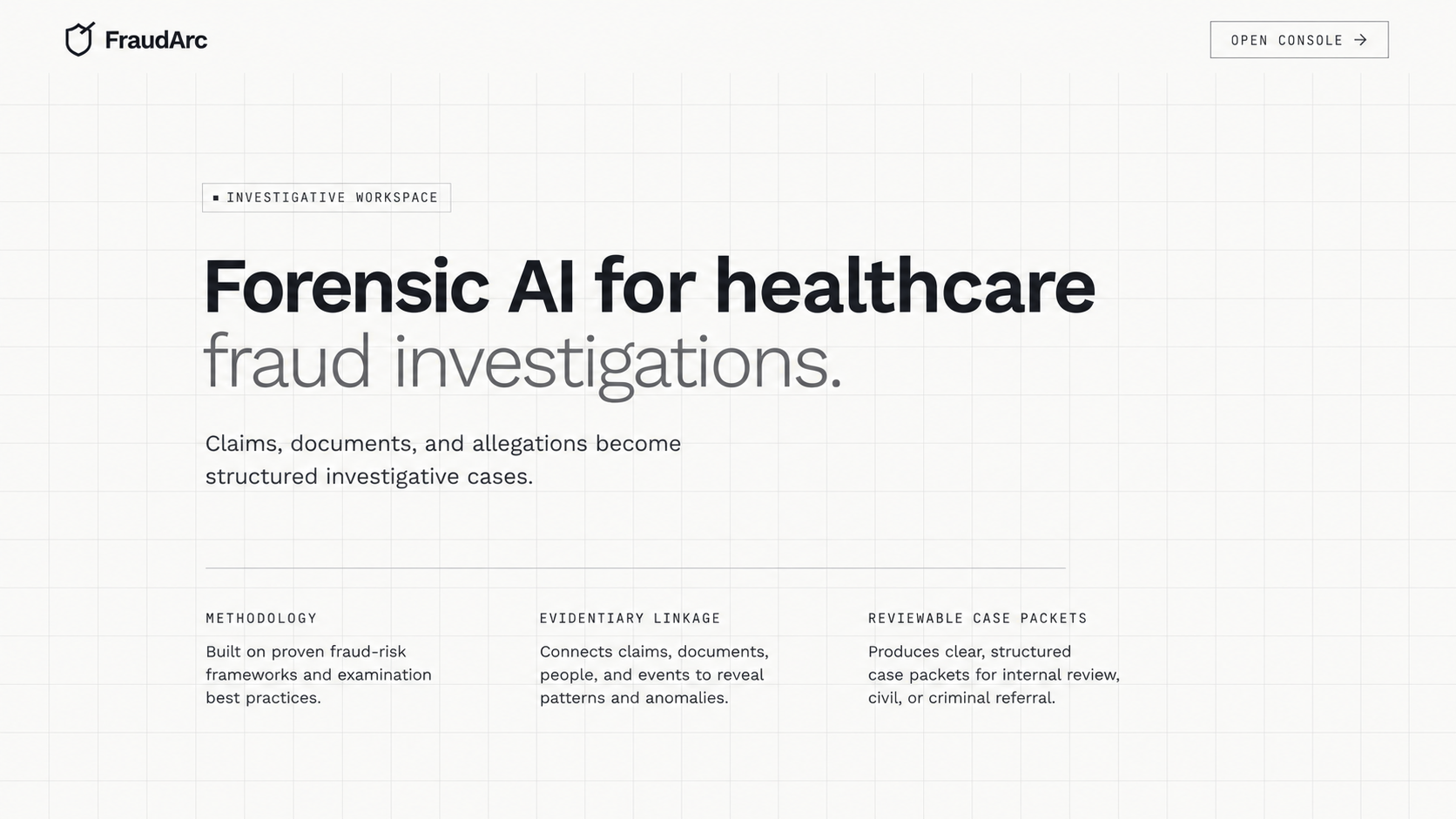FraudArc landing page